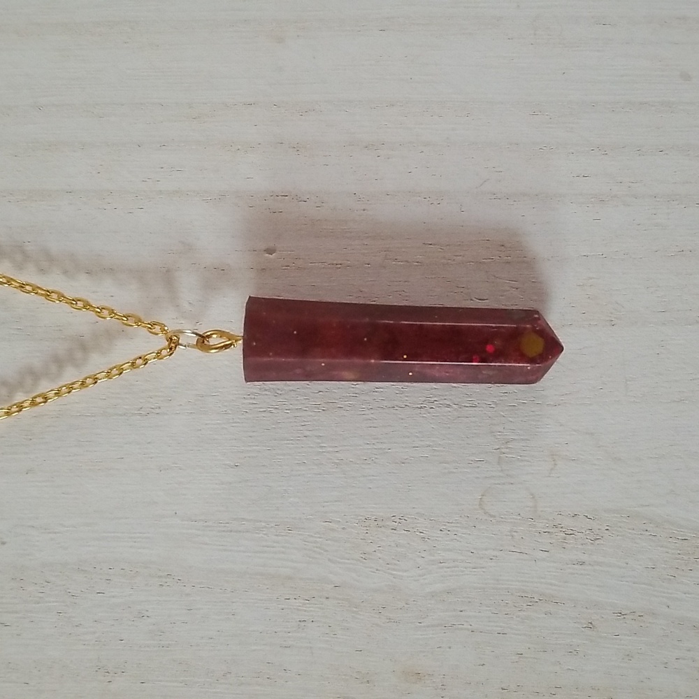 Red Glitter Faux Crystal Necklace